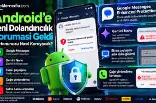 Android dolandırıcılık koruması Google Messages Gemini Nano ekran paylaşımı ve çağrı güvenliği
